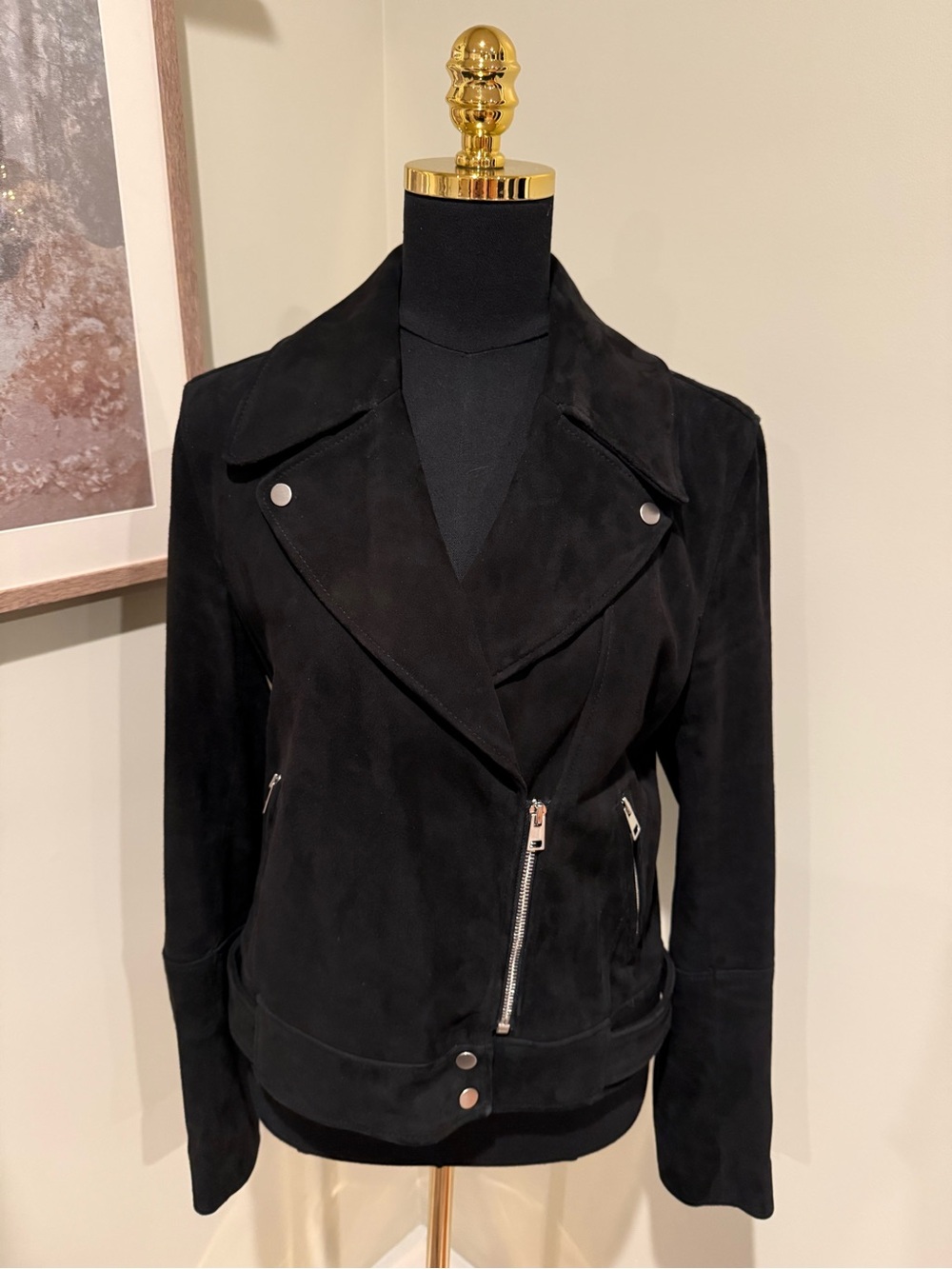 Theory Downtown Amorim Lamb Suede Moto Jacket Black Size L - EUC